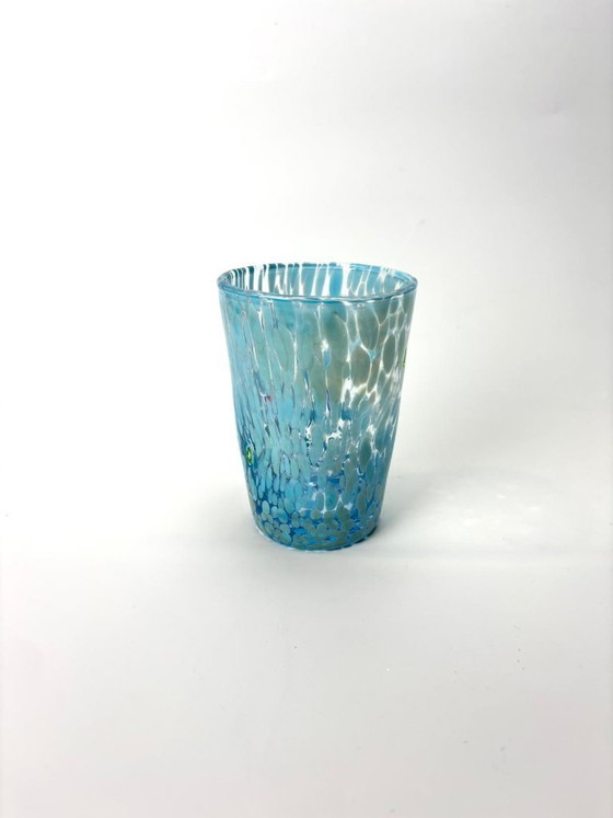 Image 1 of Set di 6 bicchieri in vetro soffiato veneziano con murrine Effetre Murano fuse nel vetro, hand made in italy.