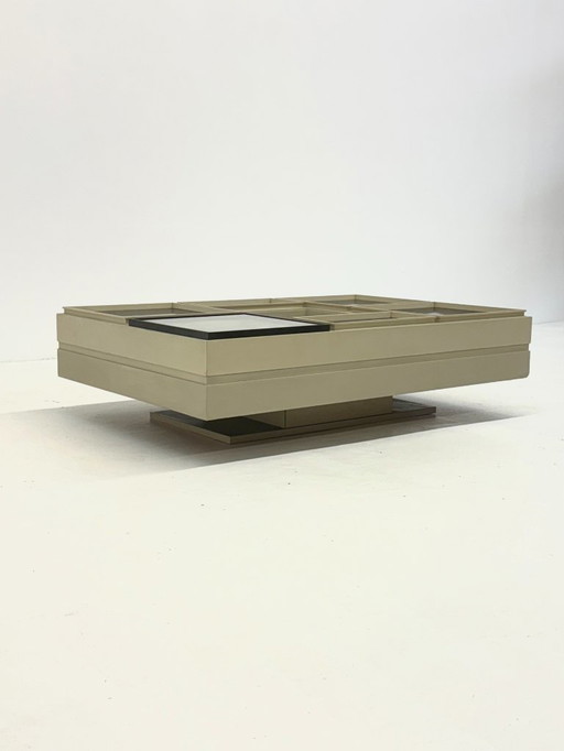 Modular white coffee table designed by Carlo Hauner for Forma