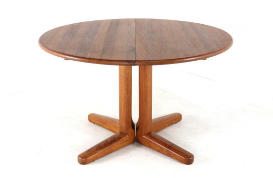 Image 1 of Deense ronde 2x verlengbare eettafel gerestaureerd vintage teak