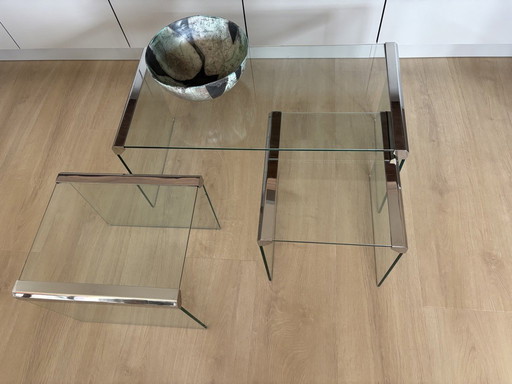 Galotti & Radice glass coffee table set (3)