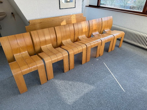 6 x strip chairs and table by Gijs Bakker