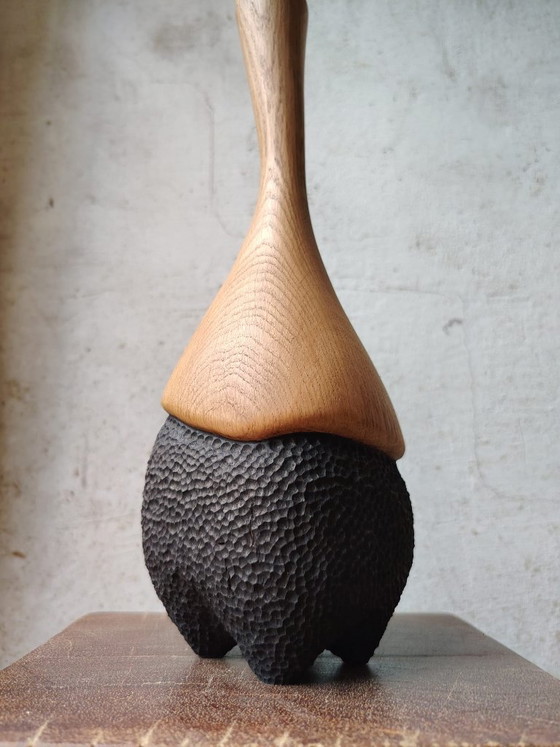 Jarrón / escultura de roble macizo tallado, retroDom, Jarrones, Madera, Marrón (foto 7 de 11)