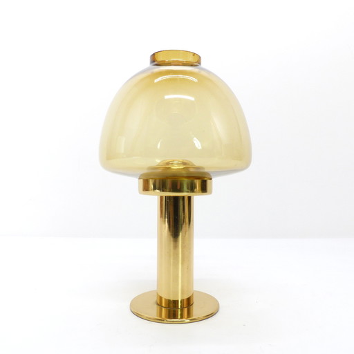 Scandinavische kandelaar Hans-Agne Jakobsson Model Claudia L10227, Ambergeel glas, Markaryd - 1960