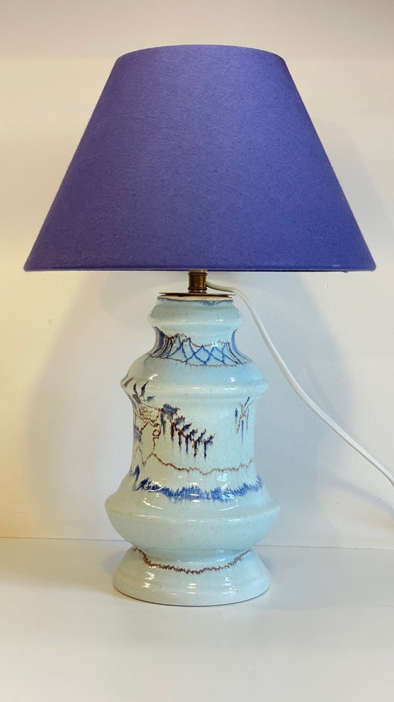 Image 1 of Vintage blauwe keramische lamp