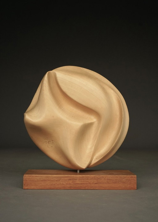 Scultura astratta in legno di melo intagliato, anni '80