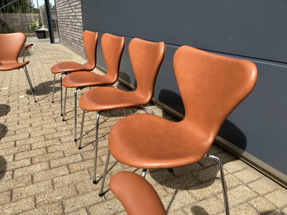 Image 1 of Fritz Hansen series 7 Butterfly chairs in Cognac leather NEW!!