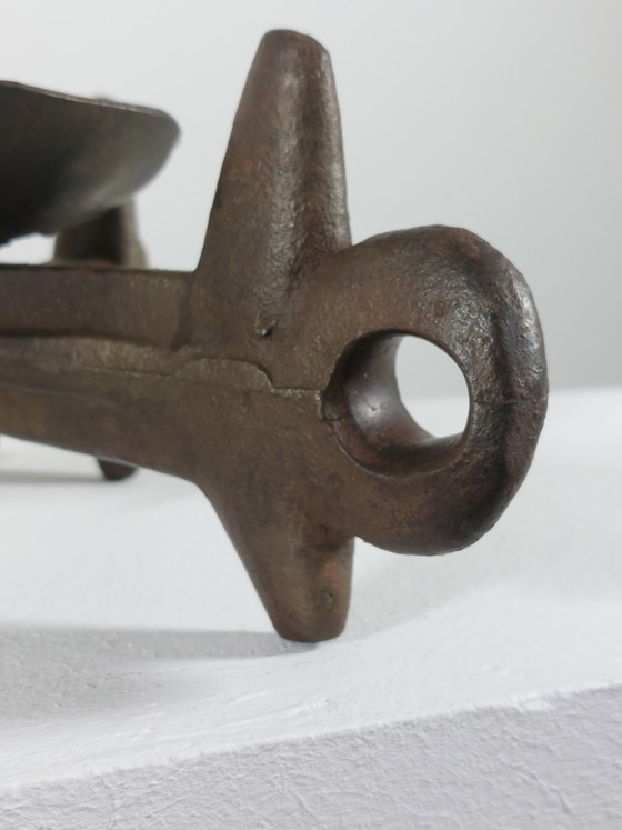 Image 1 of Vintage brutalist three-legged steel candlestick, one-of-a-kind piece