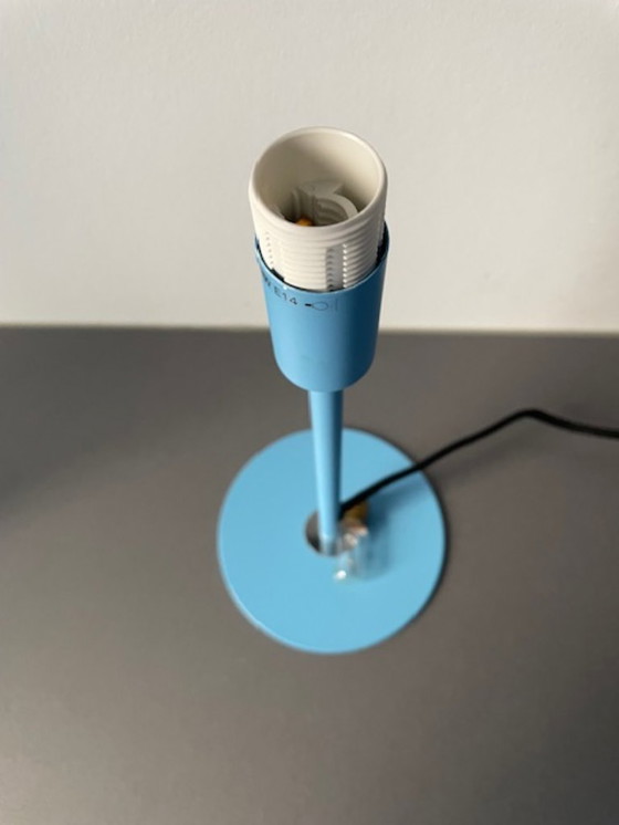 Image 1 of Modern light blue table lamp with dome shade