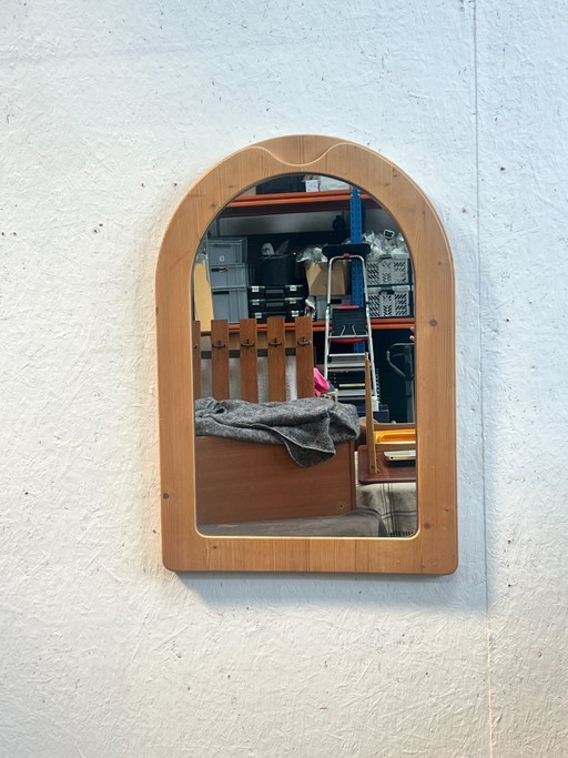 Vintage Large Pine Wood Mirror, Sweden 1970s