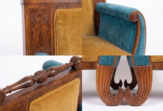 Biedermeier Armchairs with Velvet Upholstery, Set of 2 – Wood (photo 3 of 4)