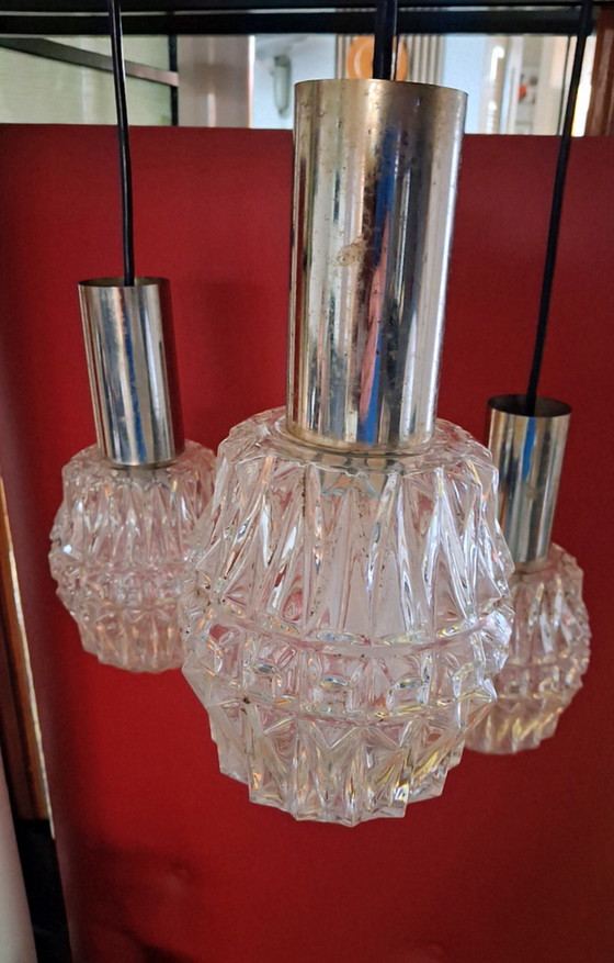 Image 1 of Cascade lamp met 3 lampen, kristalglas chroom j70 duitsland.