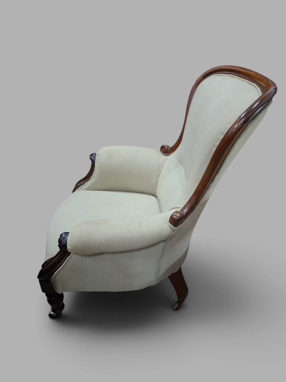 Poltrona classica inglese, sedia da fumatore, sedia da camera da letto – Poltrone, Textile, Wood (photo 5 of 5)