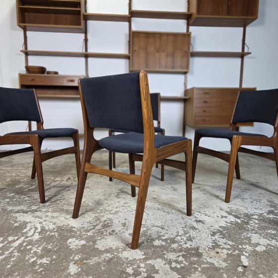 Image 1 of 4x Erik Buch vintage jaren 60 Deense stoel gerestaureerd teak