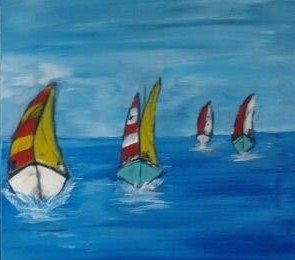 Image 1 of Gemälde "Segel" - 2 Tafeln