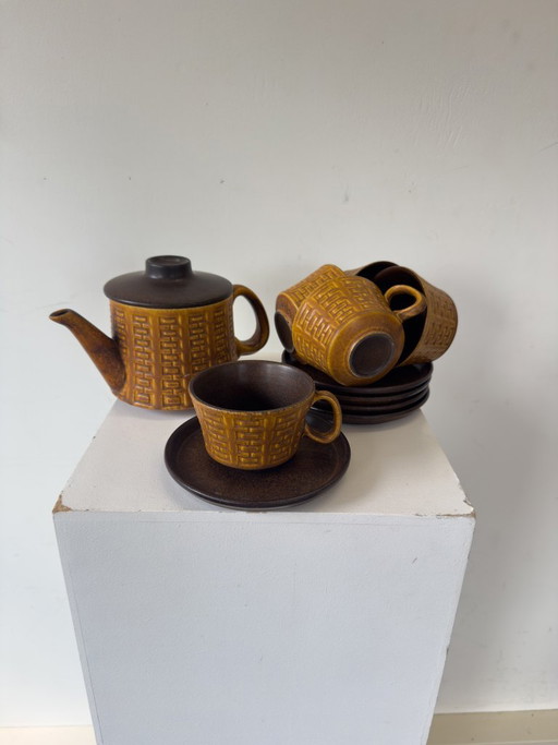 Vintage Ceramano Tea Set 'Epsilon' 1960s with Geometric Relief Pattern – tafelwaar, Ceramic