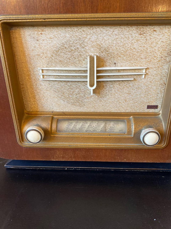 Ducretet-Thomson platenspeler met radio, massief mahoniehouten kast, originele draaitafel, jaren 1950. (photo 5 of 5)