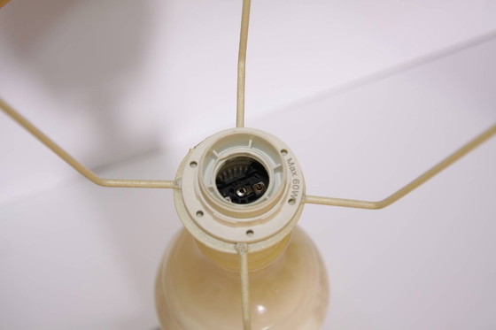 Image 1 of Lampe de table en pierre naturelle, laiton, simili cuir, franges, 67 cm, années 1970, J Vintage