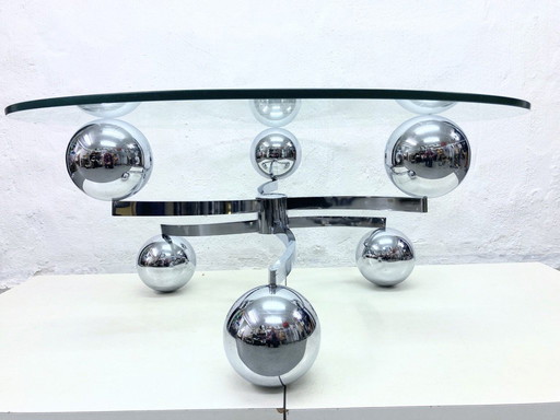 Space Age coffee table Sputnik table chrome glass 60s 70s design