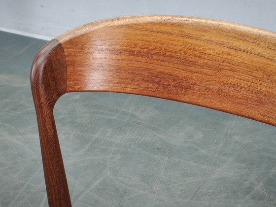 Set of 4 Danish Modern Teak Dining Chairs, Newly Upholstered, 1960s, Wood, Textile, Brown, Mid Century Modern (photo 6 of 13)