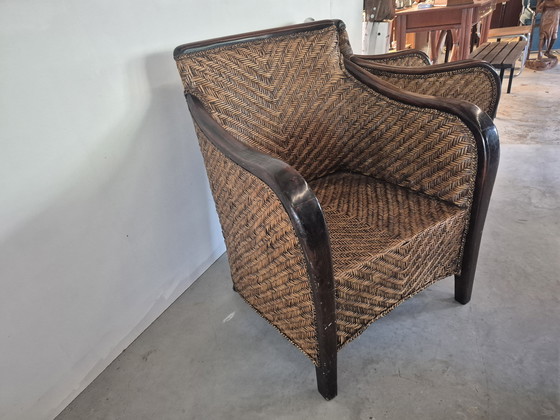 Image 1 of 4 vintage art deco colonial style armchairs