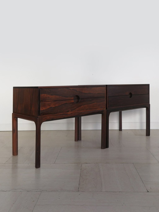Tables de nuit en bois foncé de Kai Kristiansen pour Aksel Kjiersgaard, Danemark, années 60, lot de 2