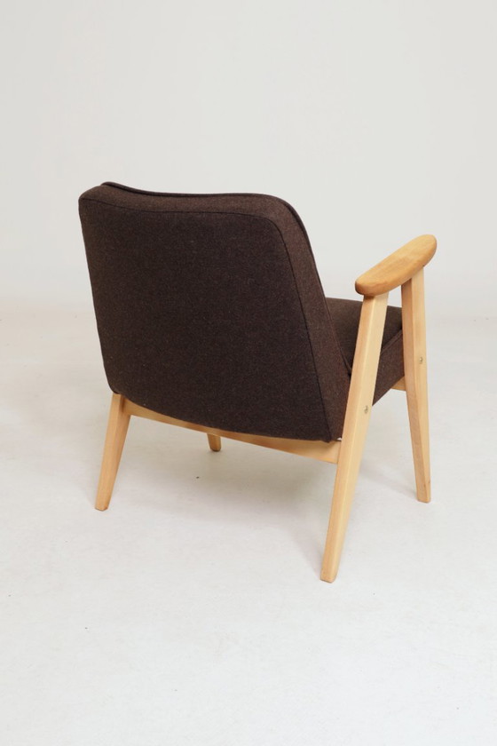 Image 1 of Lounge Chair Retro Style Cacao Wool Upholstery Natural beech wood