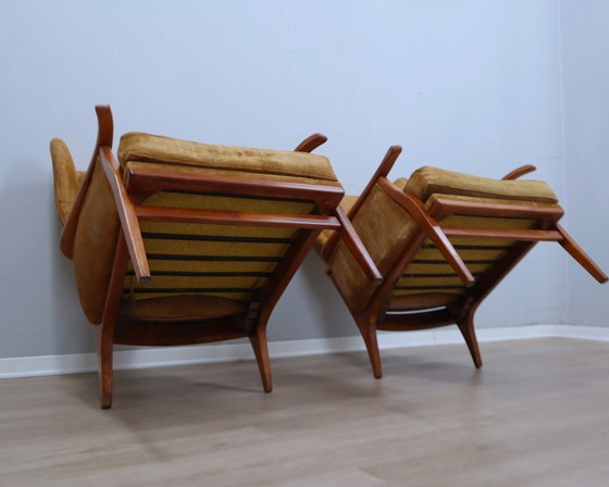 Image 1 of 1950s Camea Italian reclining armchairs dralon velvet, set of 2
