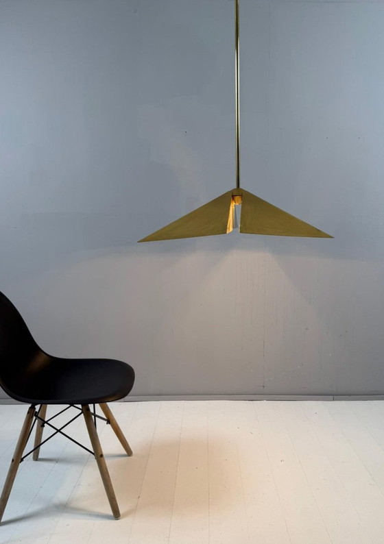 Image 1 of Lampada a sospensione/soffitto in ottone di Vereinigte Werkstätten, Germania, anni '70