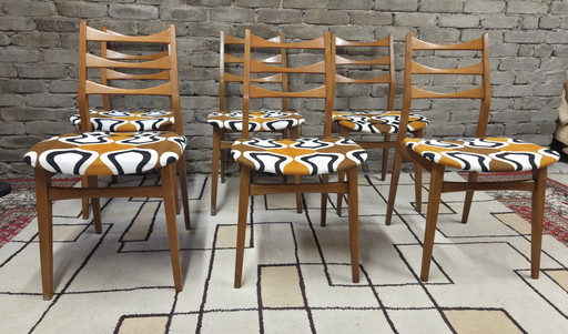 Set di 6 sedie vintage Bähre Mignon Möbel – tessuto psichedelico anni '70