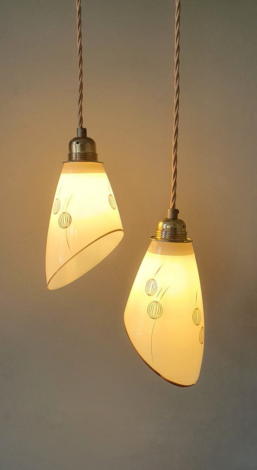 Set Vintage Hanglampen Met Decoratie. Beige / Zacht Geel – Metal (photo 2 of 27)