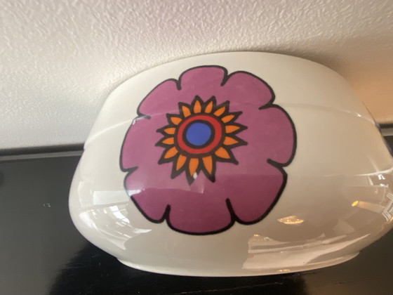 Image 1 of Rara pentola per fonduta di verdure vintage Villeroy & Boch degli anni '60/'70, variante floreale del modello Acapulco.