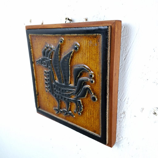 Carreau mural en céramique vintage en relief Porsgrund
