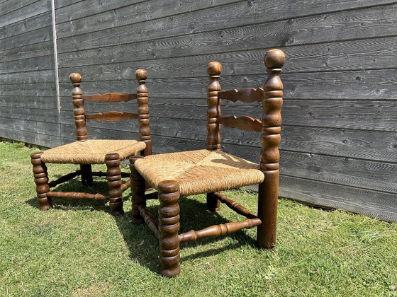 Image 1 of Een paar brutalistische stoelen, toegeschreven aan Charles Dudouyt.