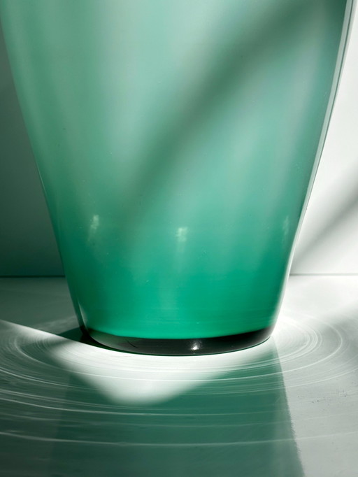 Vintage Gruppo Vittorio Murano Swirl Vase Menthe Vert Turquoise Grand verre Vert laiteux Menthe Vetro Barovier Toso Tonelli
