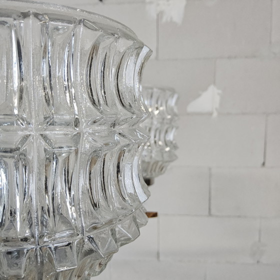 Image 1 of Lampadario d'epoca (anni '60) (8 bracci) cromo/legno (design metà secolo) Lampada a sospensione