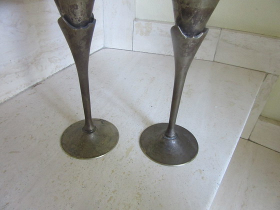 Coppia di vasi/calici/bicchieri in metallo, stile moderno di metà secolo – Oggetti decorativi (photo 9 of 10)