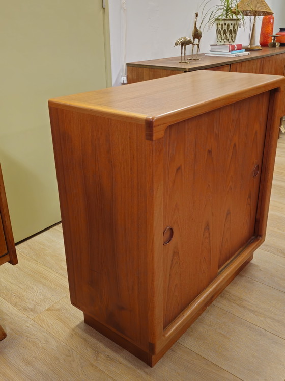 Image 1 of Set of 2 Silkeborg Teak Sideboards Sliding Door Cabinets
