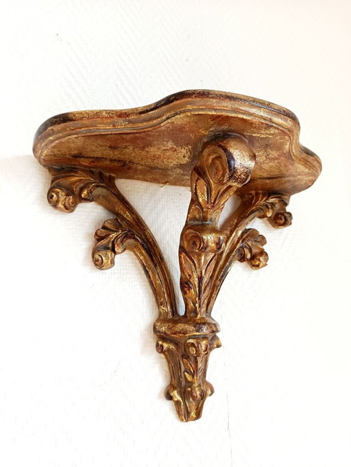 Consolle da parete in legno dorato in stile Luigi XV