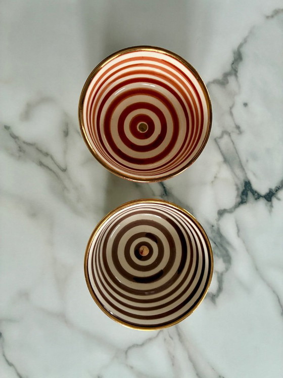 Image 1 of Set of 2 striped ceramic bowls from Morocco