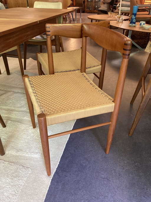 4 sedie da pranzo in Bramin con seduta originale in vimini