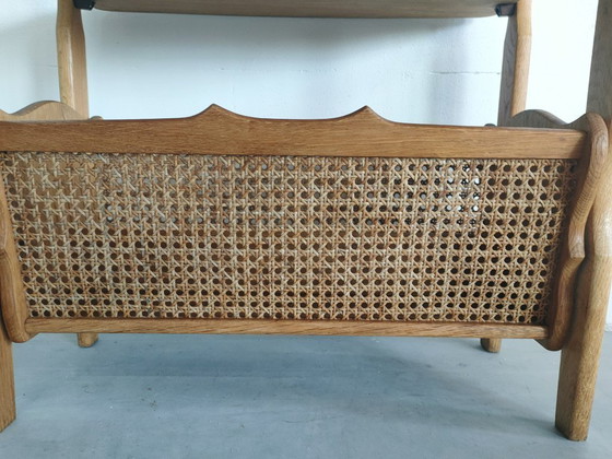 Image 1 of Table de lecture/revue vintage McM en chêne danois et toile, style danois.