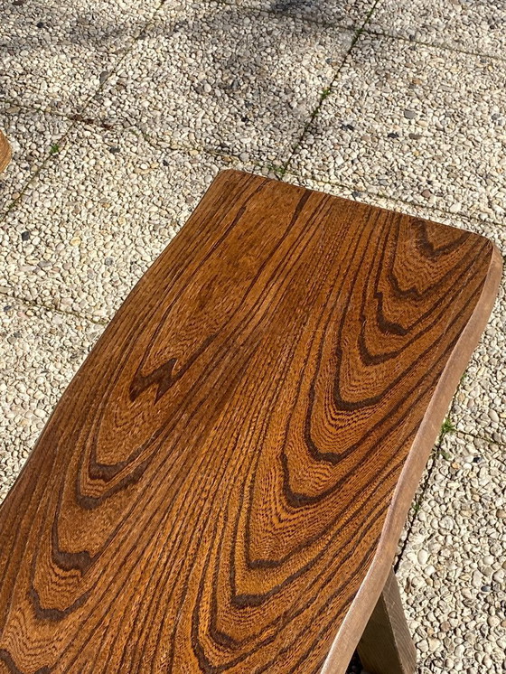 Image 1 of Pair of elm benches for a rustic brutalist farmhouse table, 1950s