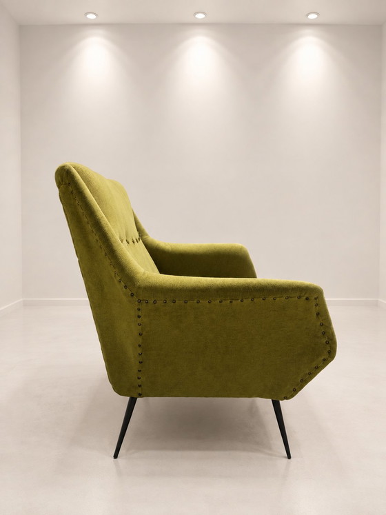 Canapé Vert par Gigi Radice pour Minotti, 1950s – Canapés 3 places, Velvet (photo 3 of 7)
