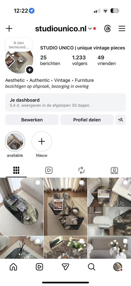 Tavolino laterale in marmo vintage