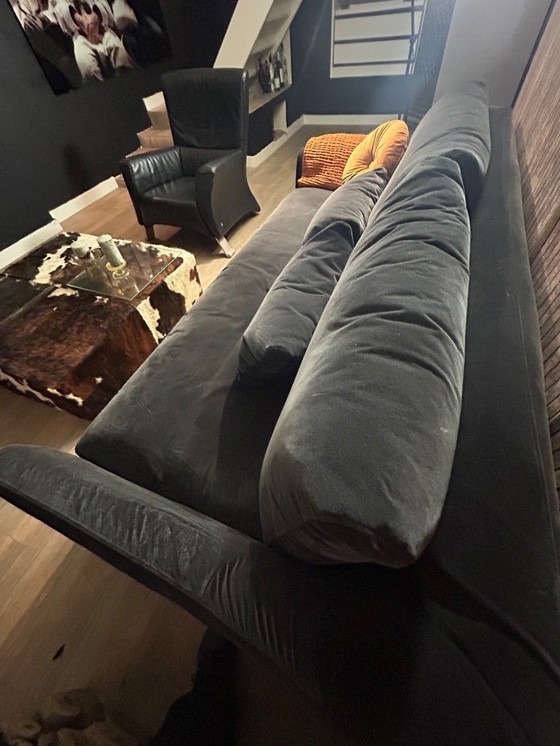 Image 1 of Grijs fluwelen 3-zitter