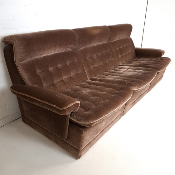 Image 1 of Vintage modular sofa from the 1970s, tufted brown velvet