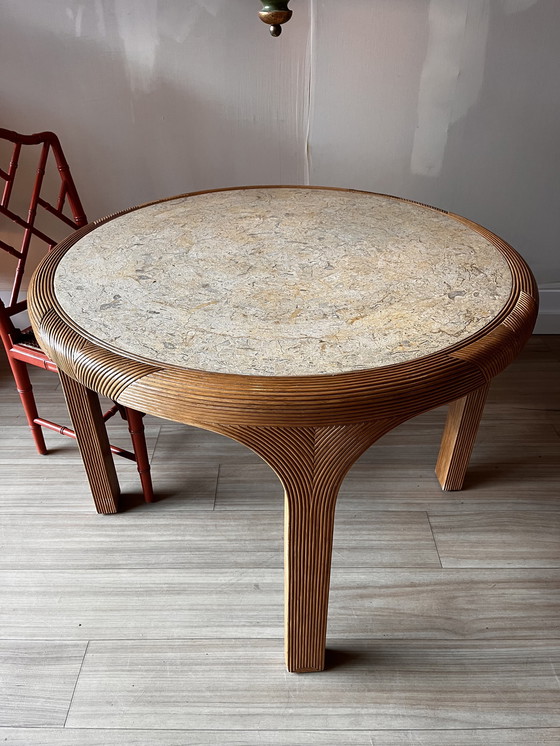 Image 1 of Vivai del Sud vintage rattan dining table 