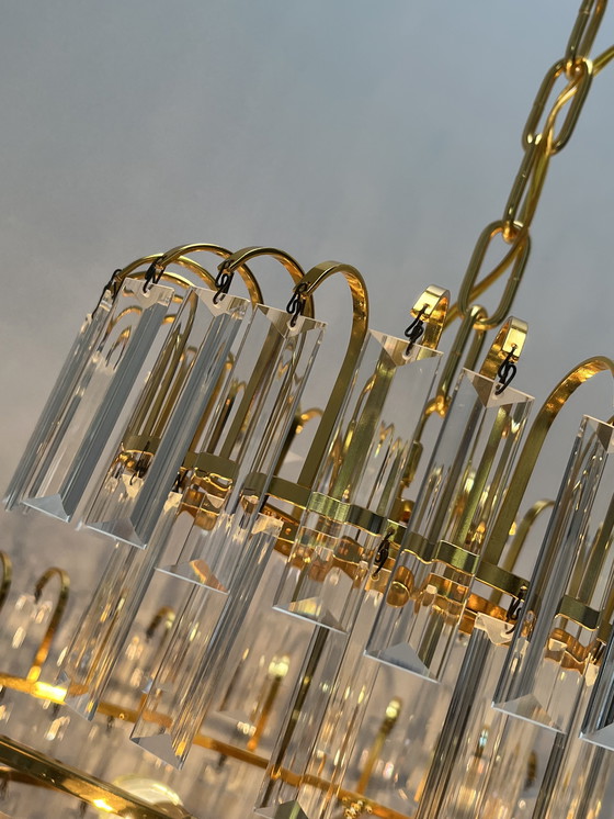 Image 1 of XL size large size hand cut Crystal Chandelier 70s mid century Style