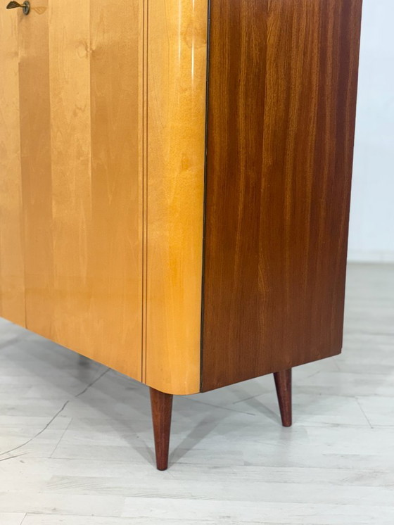 Image 1 of Very beautiful mid-century linen cupboard / cabinet / washstand / vintage highboard