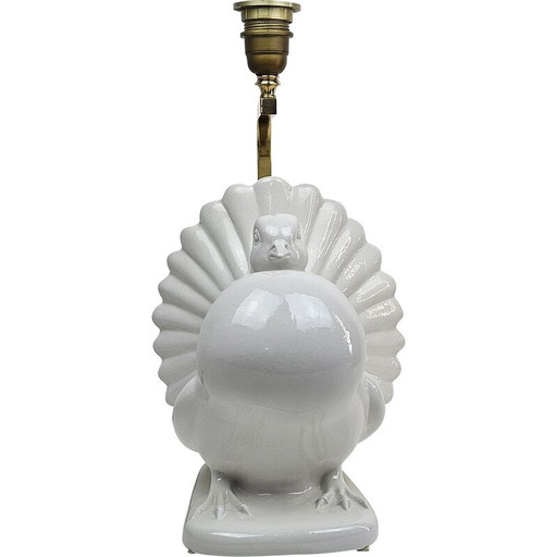 Lampada da tavolo vintage Pigeon in porcellana e ottone, Italia 1970
